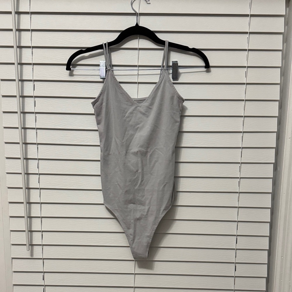 Gray Spaghetti Strap Bodysuit